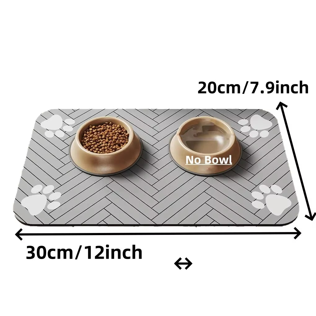 1Pc S/M/L Bsorbent Pet Feeding Mat, Waterproof Placemat for Dog & Cat Food & Water Bowls, Quick-Dry Rubber Backing
