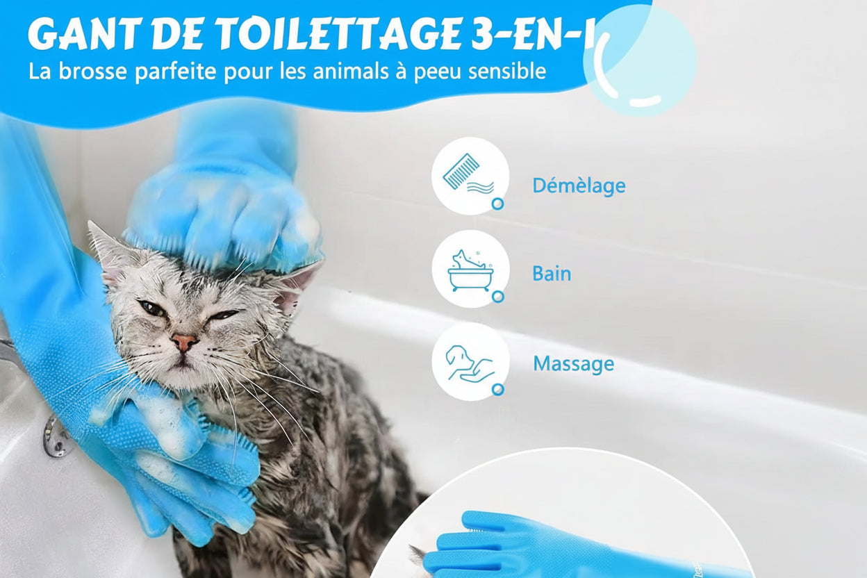 Pet Grooming Gloves Dog Cat Bathing Cleaning Glove Shampoo Scrubber Clean Soft Silicone Hair Removal Glove Hand Skin Protection