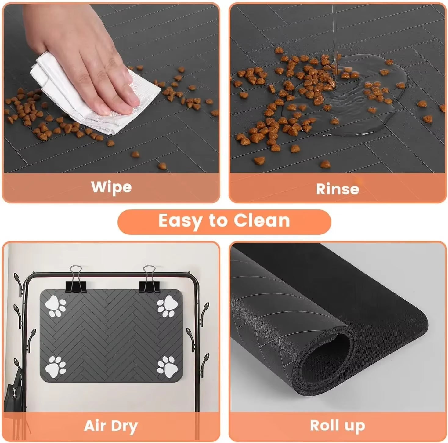 1Pc S/M/L Bsorbent Pet Feeding Mat, Waterproof Placemat for Dog & Cat Food & Water Bowls, Quick-Dry Rubber Backing