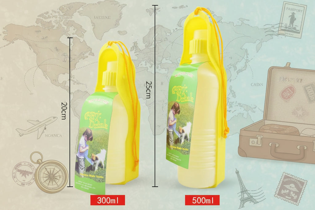 Water Bottle with Bowl for Pets, Outdoor Drinking Dispenser, Portable, Travel, Small and Medium Dogs, 250Ml, 500Ml