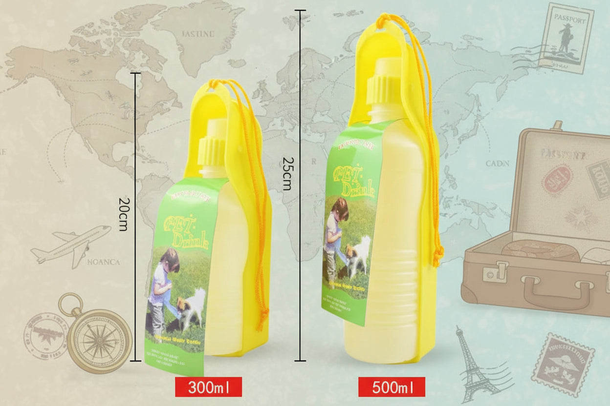 Water Bottle with Bowl for Pets, Outdoor Drinking Dispenser, Portable, Travel, Small and Medium Dogs, 250Ml, 500Ml
