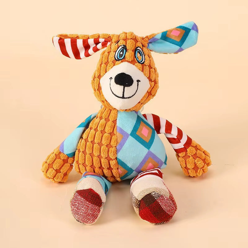 Pet Plush Toy Cute Animals Bite Resistant Interactive Squeaky Dog Chewing Toy Pet Dog Teeth Cleaning Chew Toy Pet Supplies